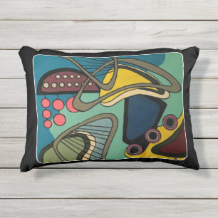 "Mitte des Jahrhundertsmoderne abstrakte Wasser" Kissen Für Draußen