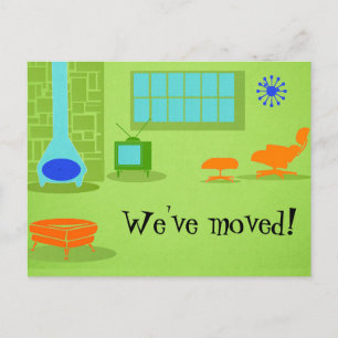 Mitte- des Jahrhundertsmoderne Adressenänderung Ankündigungspostkarte
