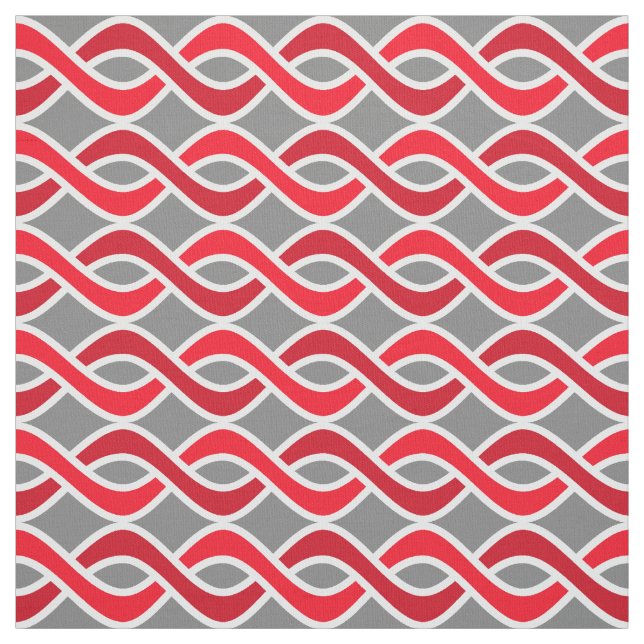 Mitte- des Jahrhundertsmoderne Bänder, rot und Stoff (Muster)