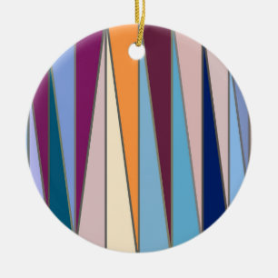 Mitte- des Jahrhundertsmoderne Dreiecke, Blau, Keramik Ornament