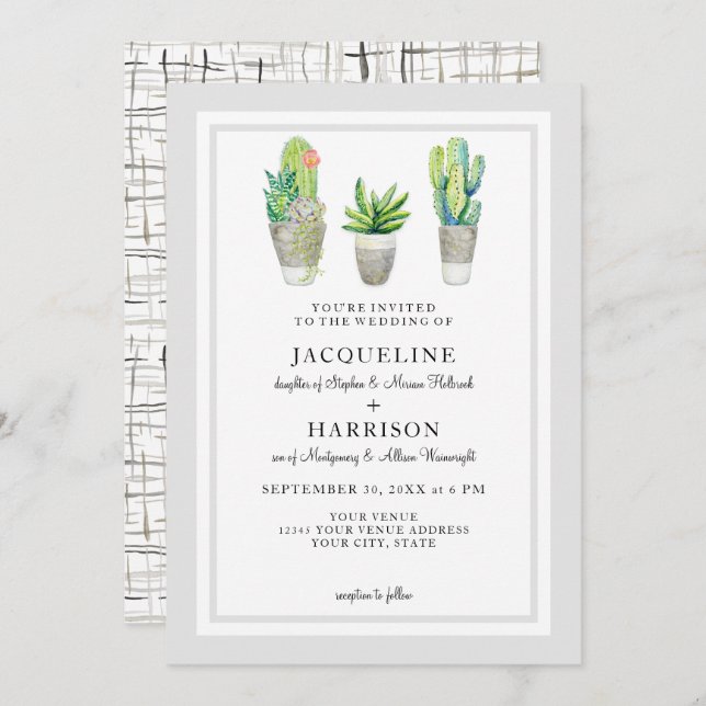 Mitte des Jahrhundertsmoderne karierte Einladung (Vorne/Hinten)