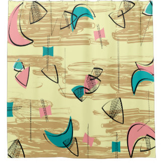 Mitte- des Jahrhundertsmoderne Löwenzahn-Uhren Duschvorhang