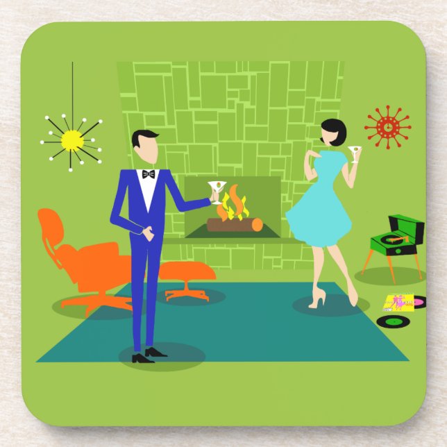 Mitte- des Jahrhundertsmoderne Paar-harte Untersetzer (Vorderseite)