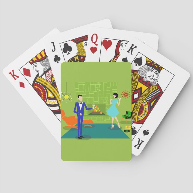 Mitte- des Jahrhundertsmoderne Paar-Spielkarten Spielkarten (Rückseite)