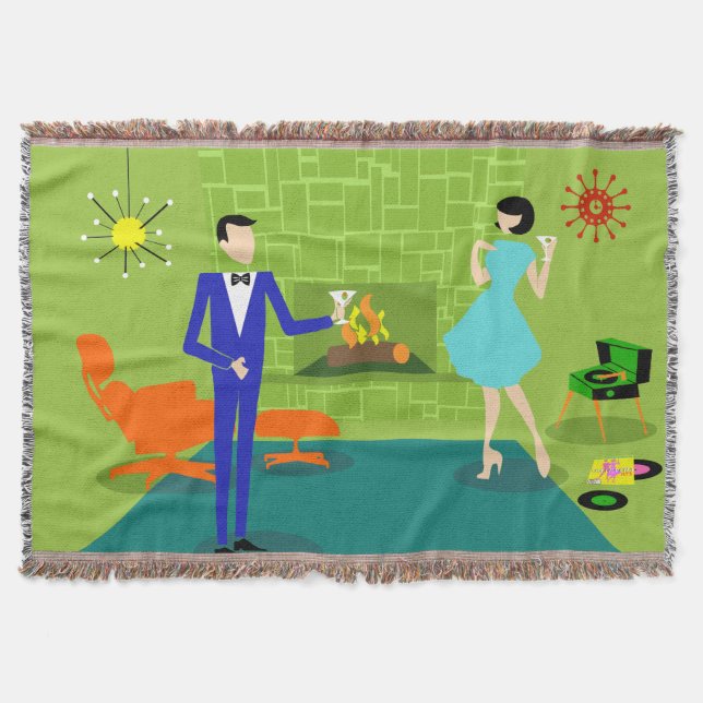 Mitte- des Jahrhundertsmoderne Paar-Wurfs-Decke Decke (Vorderseite)