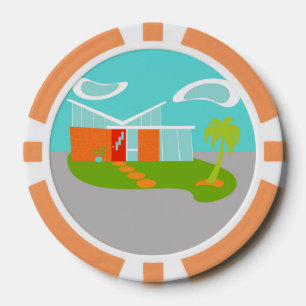 Mitte- des Jahrhundertsmoderne Pokerchips