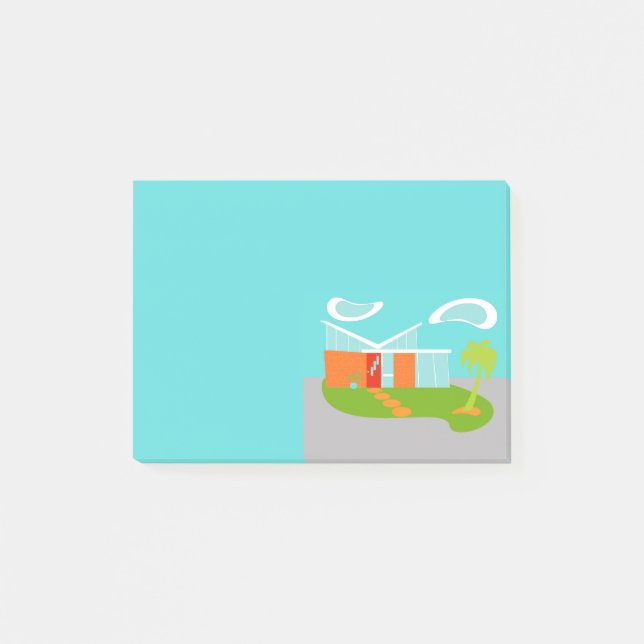 Mitte- des Jahrhundertsmoderne Post-it Klebezettel (Vorderseite)