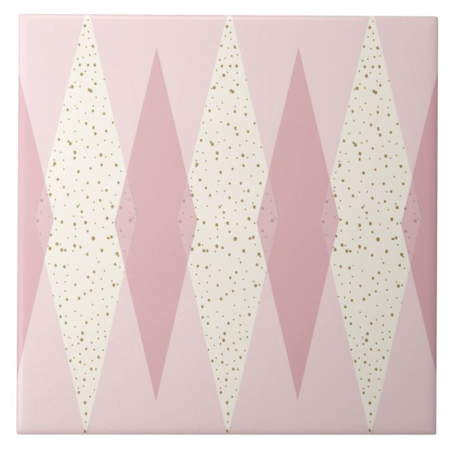 Mitte- des Jahrhundertsmoderne rosa Rauten-große Fliese (Vorderseite)