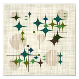 Mitte- des Jahrhundertsmoderne Sternexplosionen Fotodruck