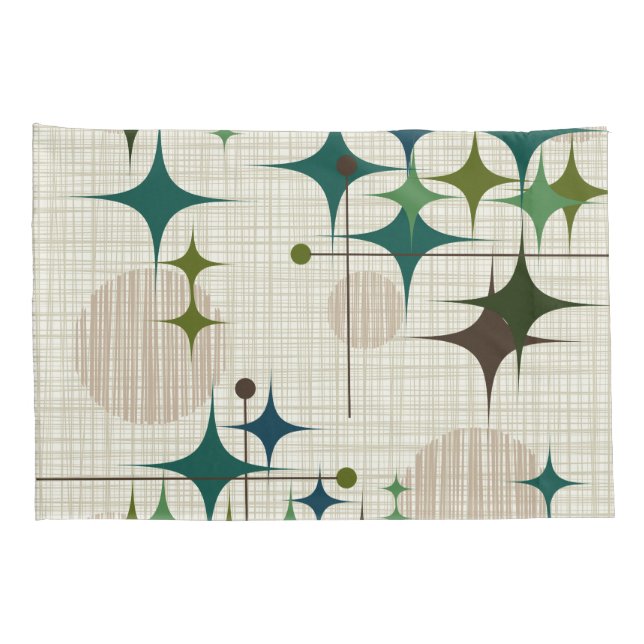 Mitte- des Jahrhundertsmoderne Sternexplosionen Kissenbezug (Rückseite-Rechts)