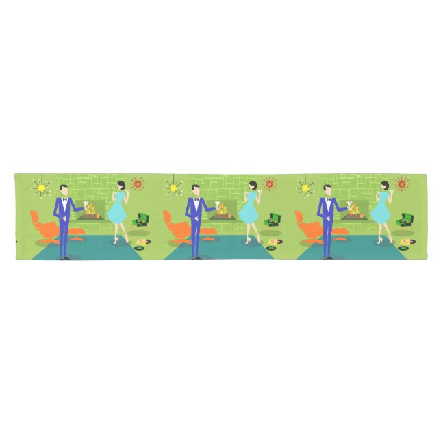 Mitte- des Jahrhundertsmoderner Kurzer Tischläufer (Horizontal)