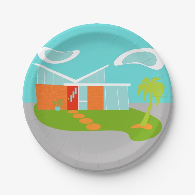 Mitte- des Jahrhundertsmoderner Pappteller (Vorderseite)