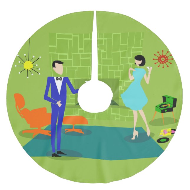 Mitte- des Jahrhundertsmoderner Polyester Weihnachtsbaumdecke (Vorderseite)