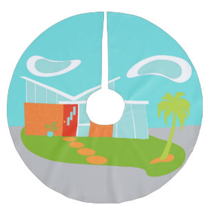 Mitte- des Jahrhundertsmoderner Polyester Weihnachtsbaumdecke