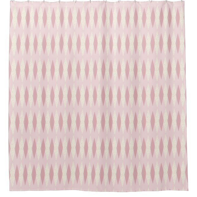 Mitte- des Jahrhundertsmoderner rosa Duschvorhang (Vorderseite)