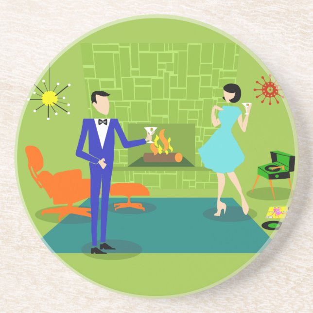 Mitte- des Jahrhundertsmoderner Sandstein Untersetzer (Vorne)