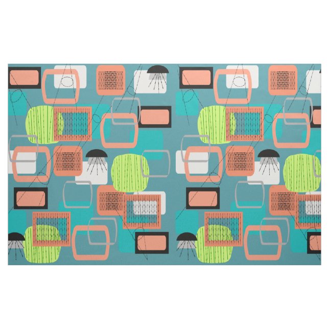 Mitte- des Jahrhundertsmodernes aquamarines Stoff (Yard (91,4 cm))