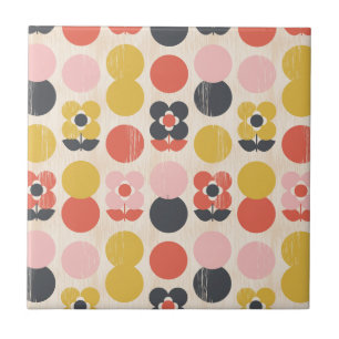 Mitte- des Jahrhundertsmodernes Blumen-Muster Fliese