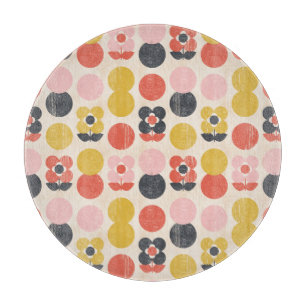 Mitte- des Jahrhundertsmodernes Blumen-Muster Schneidebrett