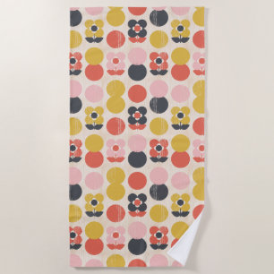 Mitte- des Jahrhundertsmodernes Blumen-Muster Strandtuch