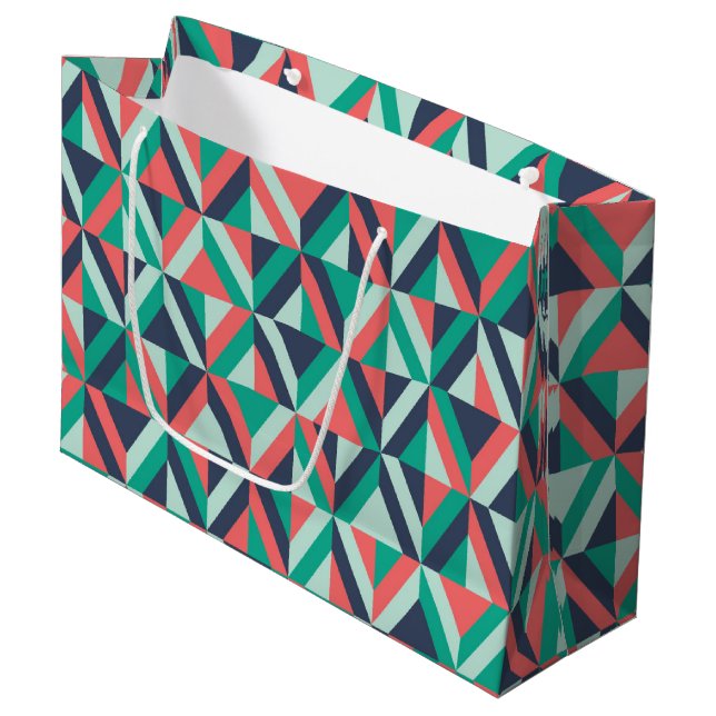 Mitte- des Jahrhundertsmodernes geometrisches Große Geschenktüte (Vorderseite Schrägansicht)
