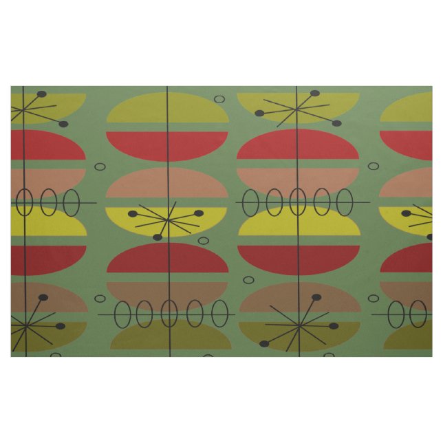Mitte- des Jahrhundertsmodernes grünes abstraktes Stoff (Yard (91,4 cm))
