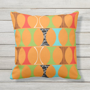 Mitte- des Jahrhundertsmodernes orange Kissen im Für Draußen