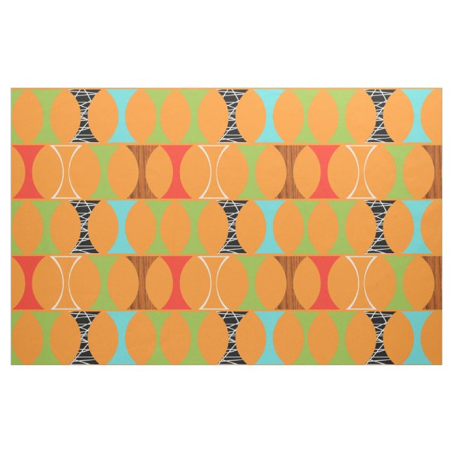 Mitte- des Jahrhundertsmodernes orange Stoff (Fat Quarter (45,7 x 55,9 cm))