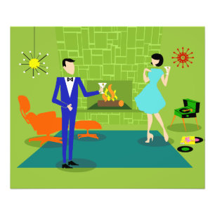 Mitte- des Jahrhundertsmodernes Paar-Foto-Papier Fotodruck