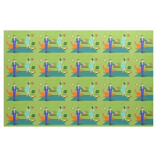 Mitte- des Jahrhundertsmodernes Paar-Gewebe Stoff (Yard (91,4 cm))