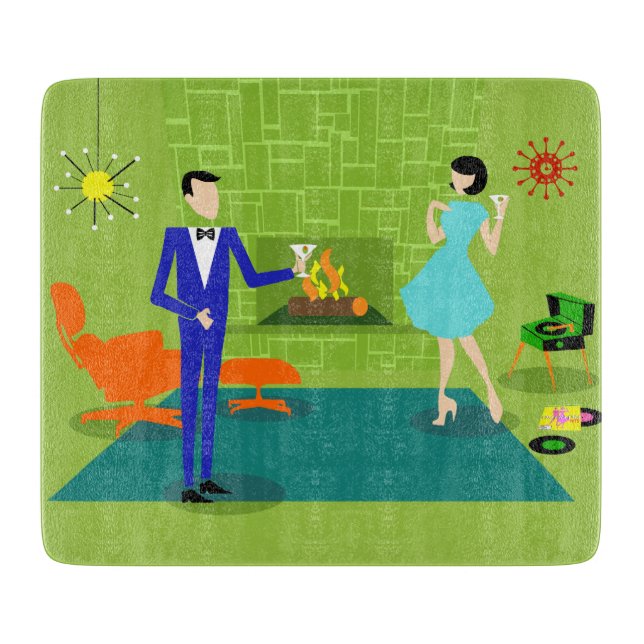 Mitte- des Jahrhundertsmodernes Paar-Schneidebrett Schneidebrett (Vorderseite)