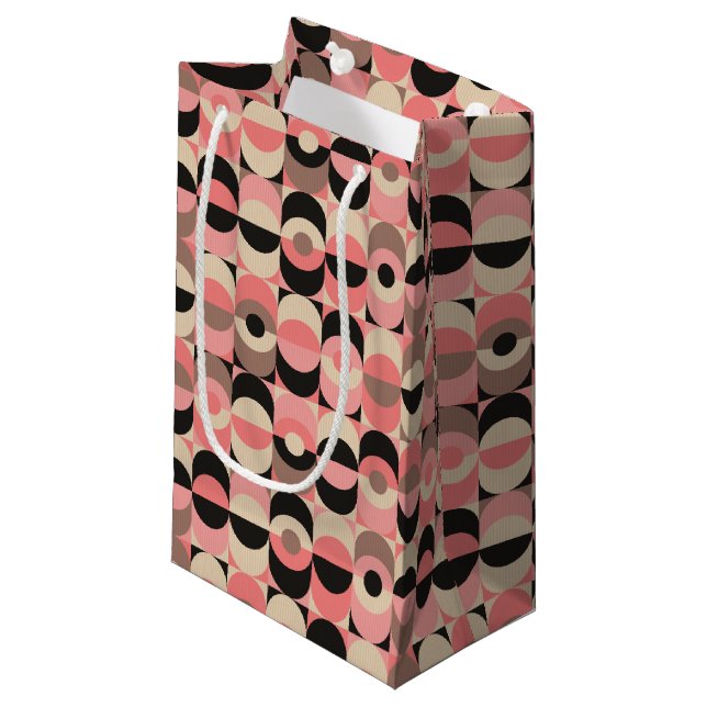 Mitte- des Jahrhundertsmodernes rosa Muster Kleine Geschenktüte (Vorderseite Schrägansicht)