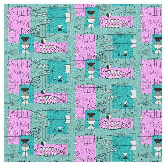 Mitte- des Jahrhundertsmodernes wunderliches Stoff (Nahaufnahme)