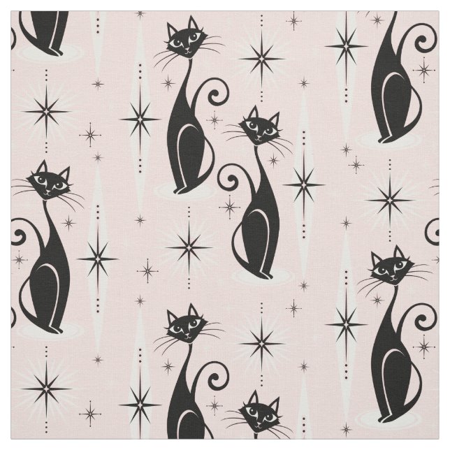 Mitte Jahrhundert bedeutet Retro Atomkatzen auf wa Stoff (Muster)