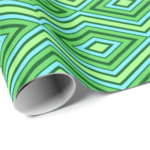 Mitte Jahrhundert Diamond Muster Jade Green und Aq Geschenkpapier
