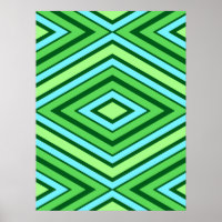 Mitte Jahrhundert Diamond Muster Jade Green und Aq