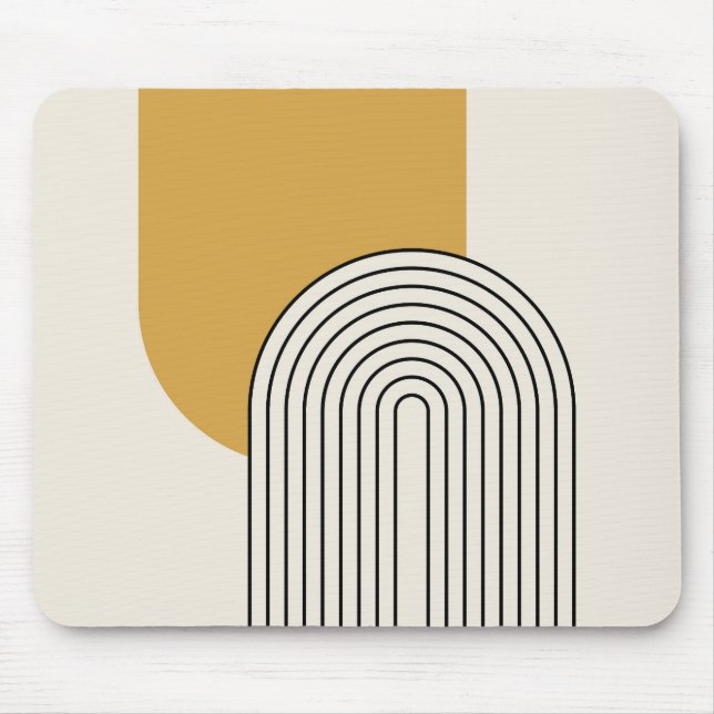 Mitte Jahrhundert Linienkunst mit Senf-Farbbogen Mousepad (Vorne)