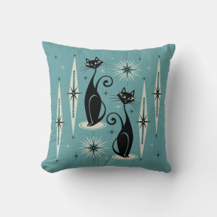 Mitte Jahrhundert Meow auf Blue Kissen