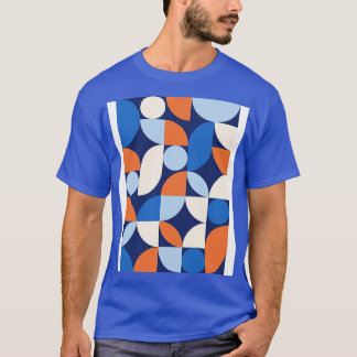 Mitte Jahrhundert Modernes Abstrakt 26 Apricot Blu T-Shirt