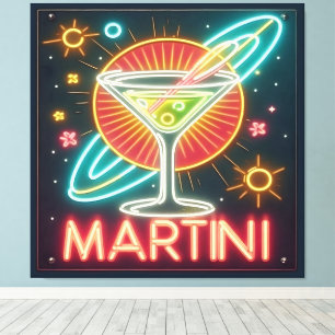 Mitte Jahrhundert Neon Martini Signi Leinwanddruck