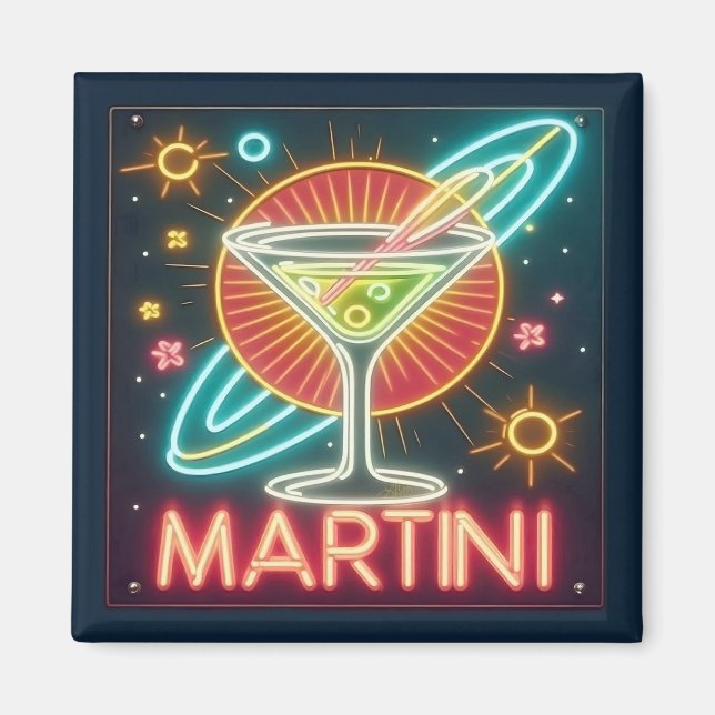 Mitte Jahrhundert Neon Martini Signi Magnet (Vorne)