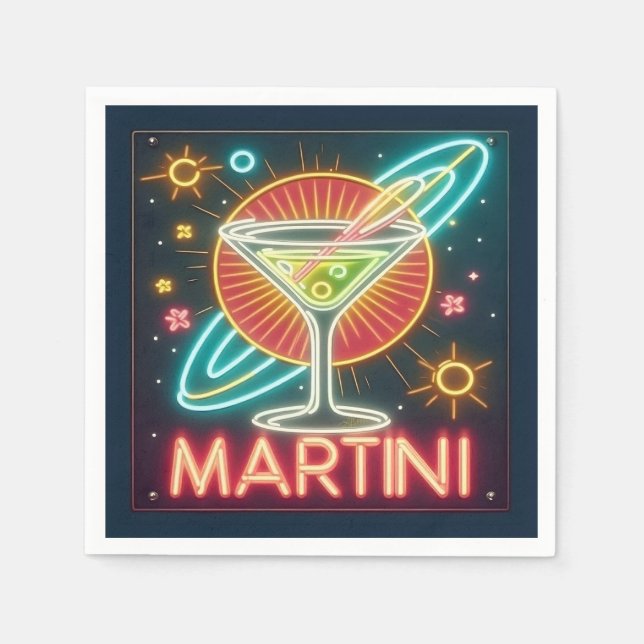 Mitte Jahrhundert Neon Martini Signi Serviette (Vorderseite)