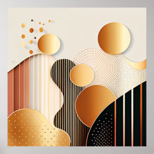 Mitte Jahrhundert Terracotta Brown und Beige Poster