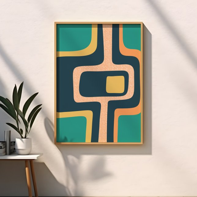 Mitte Jahrhunderts Funky Abstrakt Aquamarin, gelb, Poster (Von Creator hochgeladen)