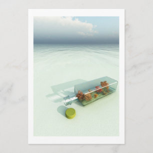 Mitteilung in einer Flascheneinladung Einladung