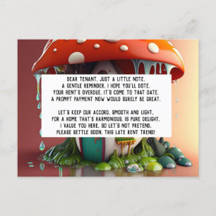 Mitteilung zu verspäteten Mieten Postkarte