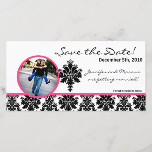 Mitteilungs-Schwarz-heißes Rosa-Damast der Save The Date
