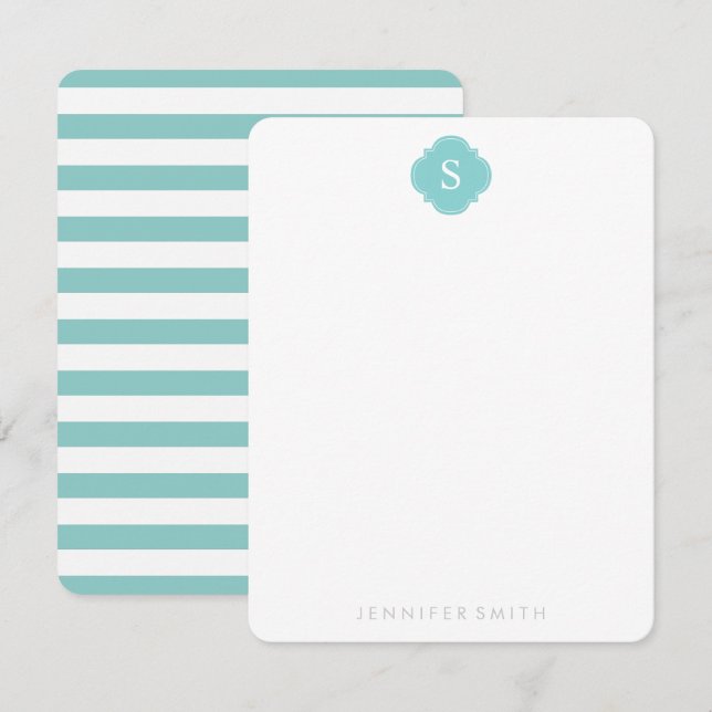 Mitteilungskarten für Mini-Monogramm und Streifen (Vorne/Hinten)