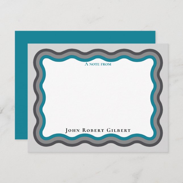 Mitteilungskarten Personal Stationery Aqua für Män (Vorne/Hinten)