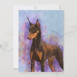 Mitteilungskarten - Red Doberman on Watercolor Bac